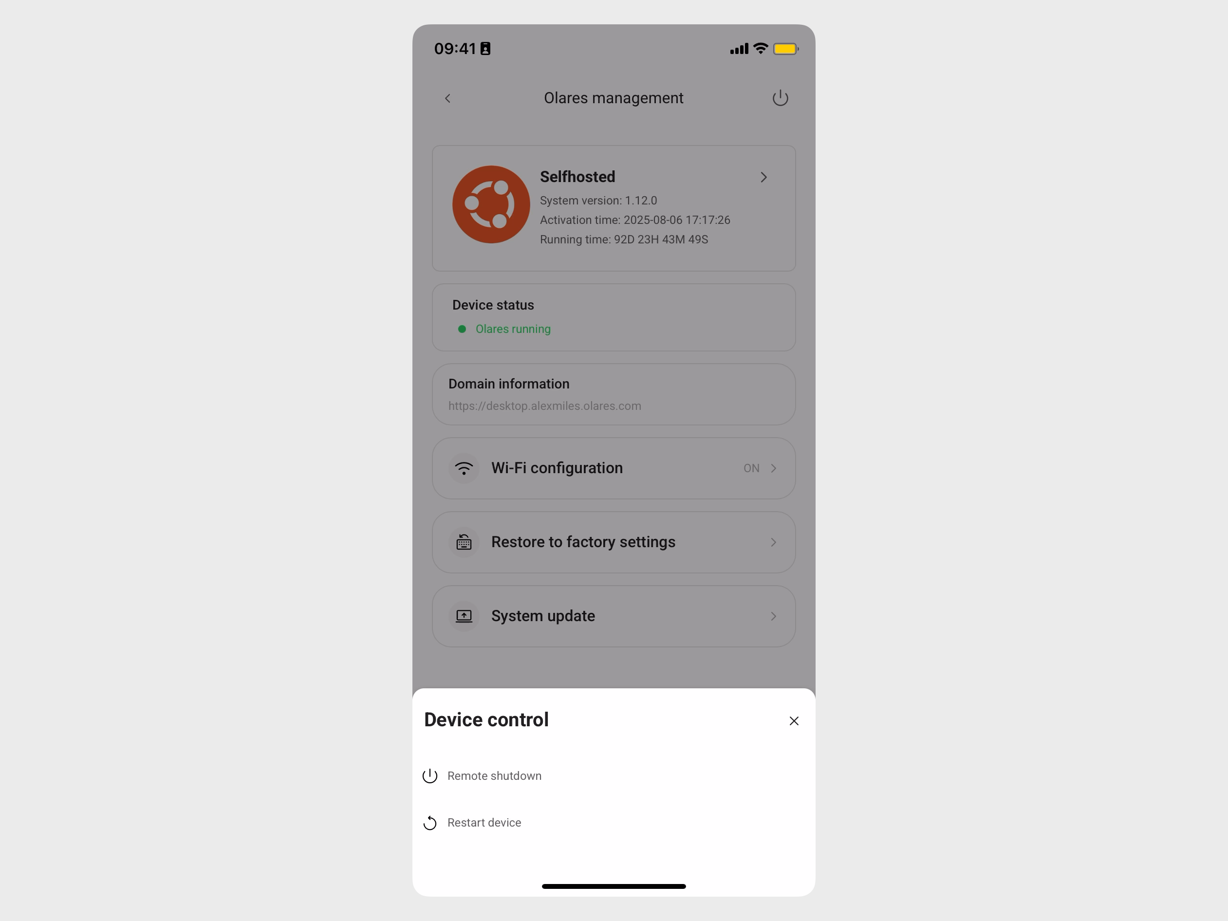 Restart or shut down Olares remotely