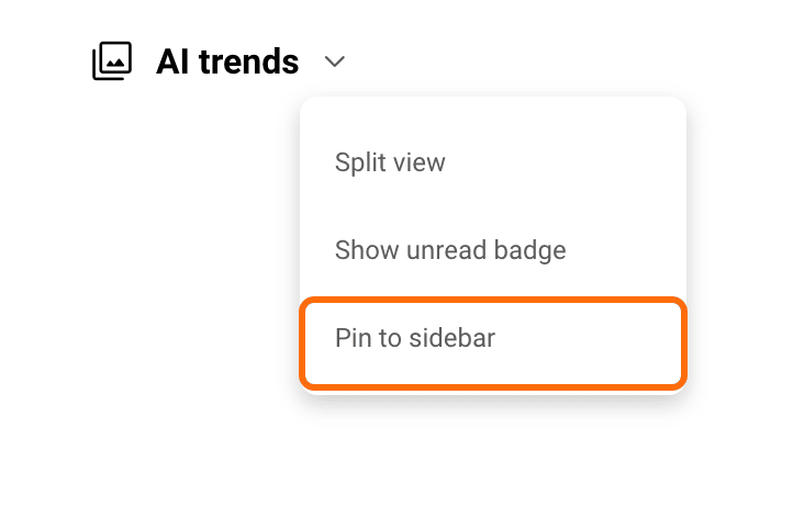 Pin to sidebar