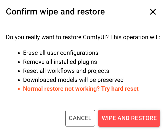 Wipe and restore