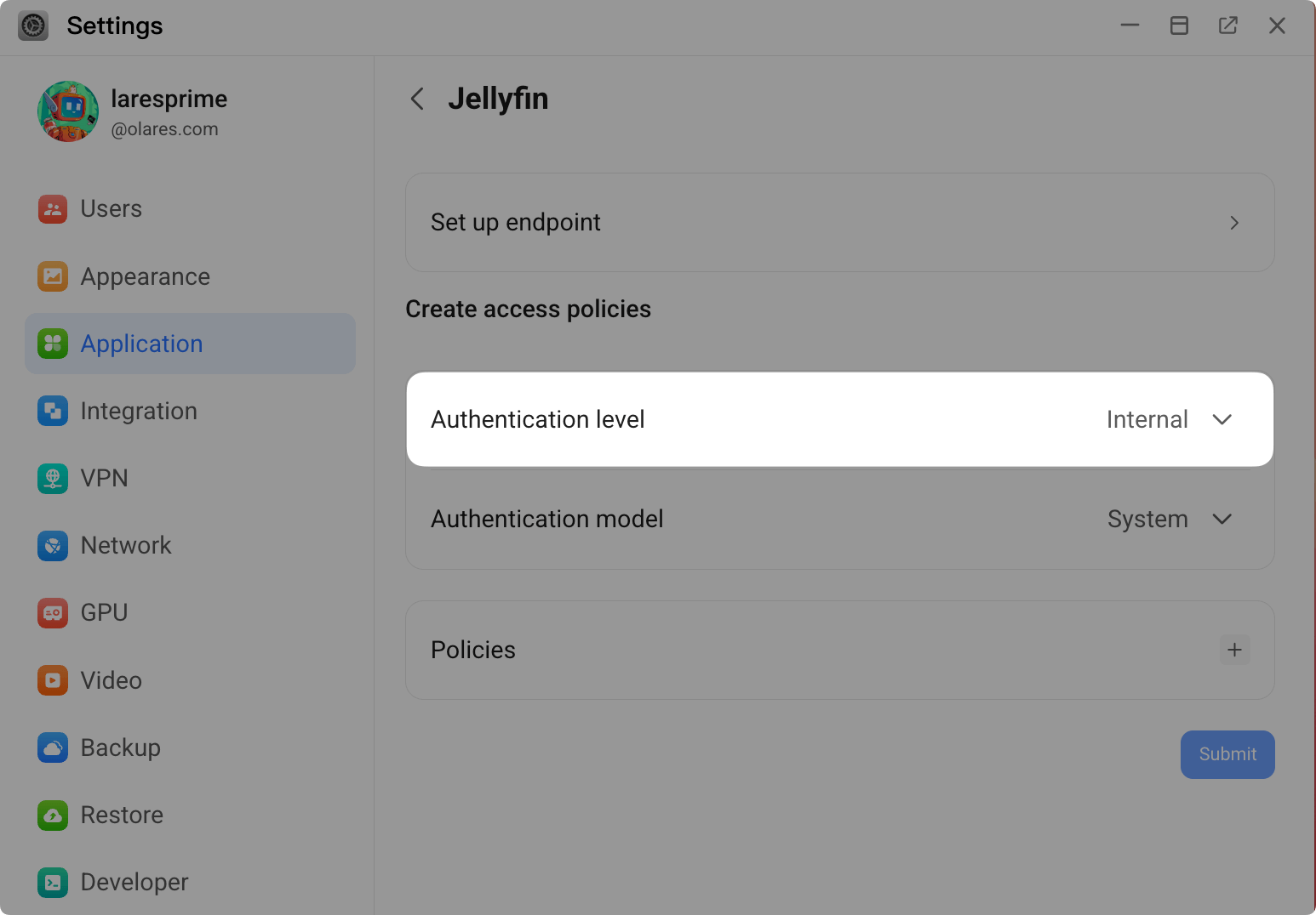 Authentication level