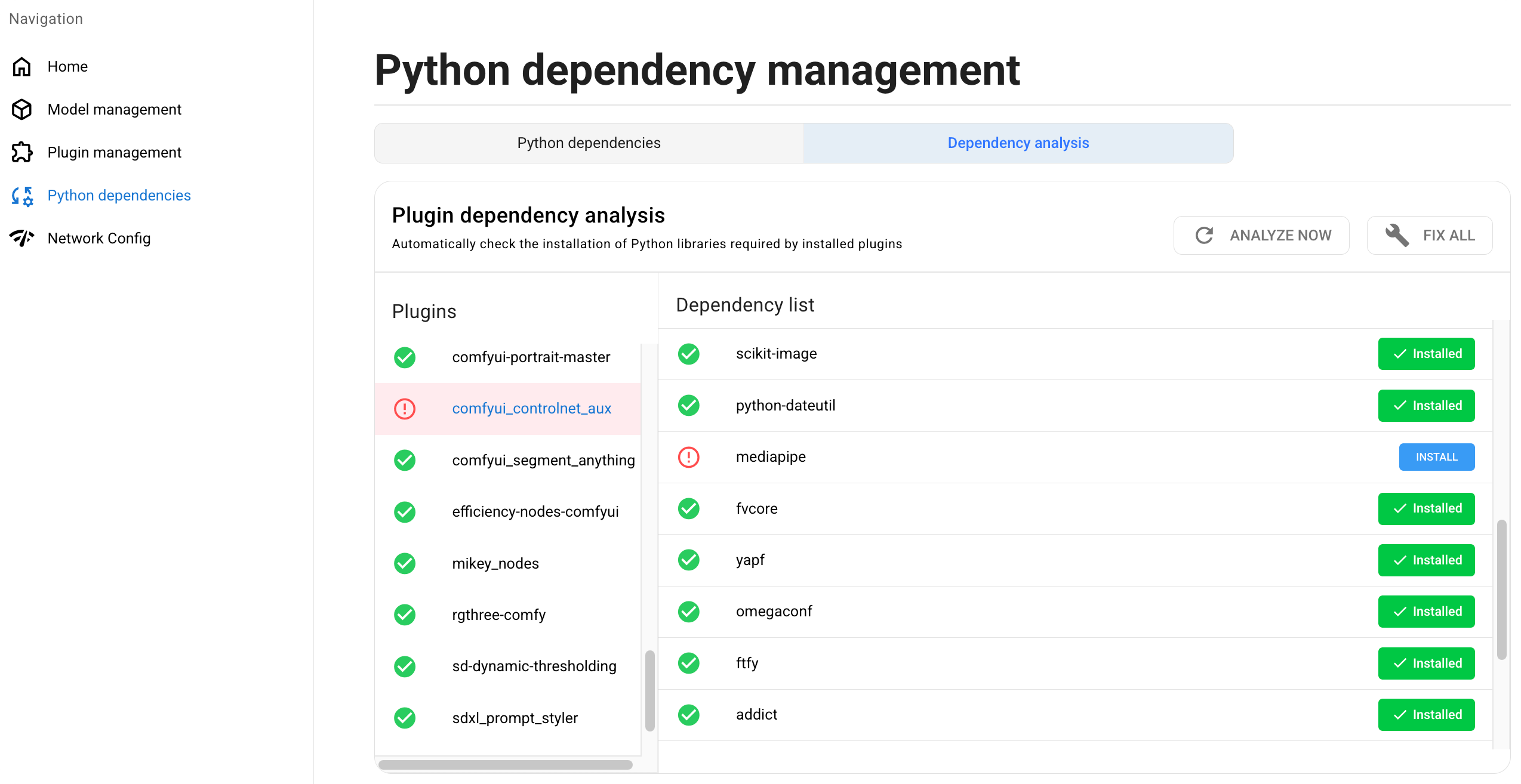 Analyze dependencies