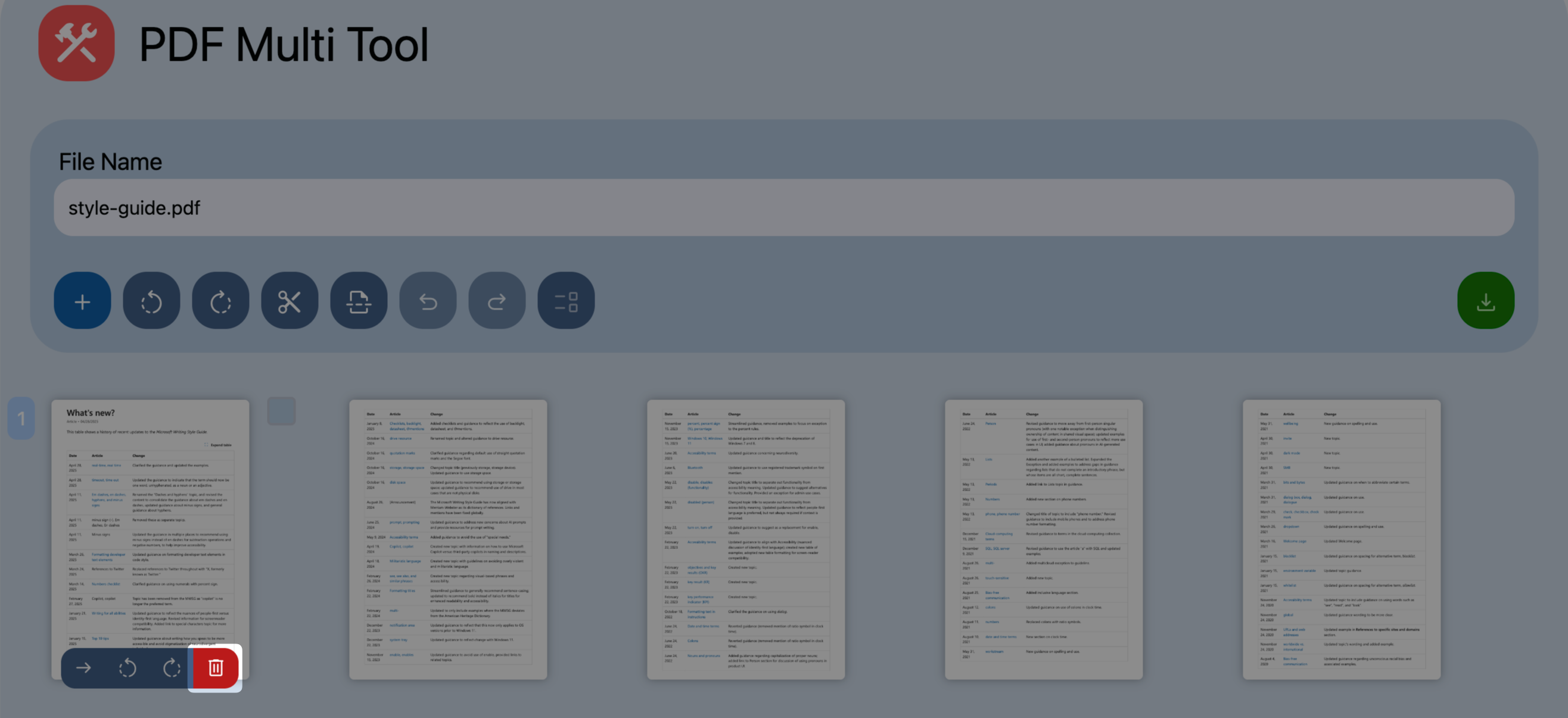 Delete a single page