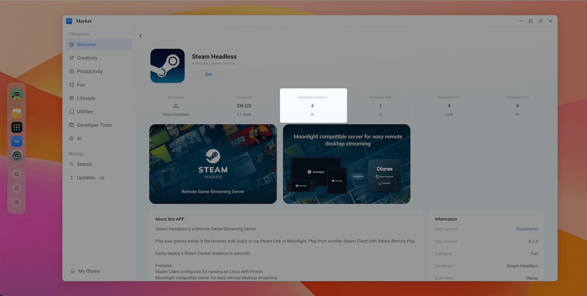 Market app memory requirements