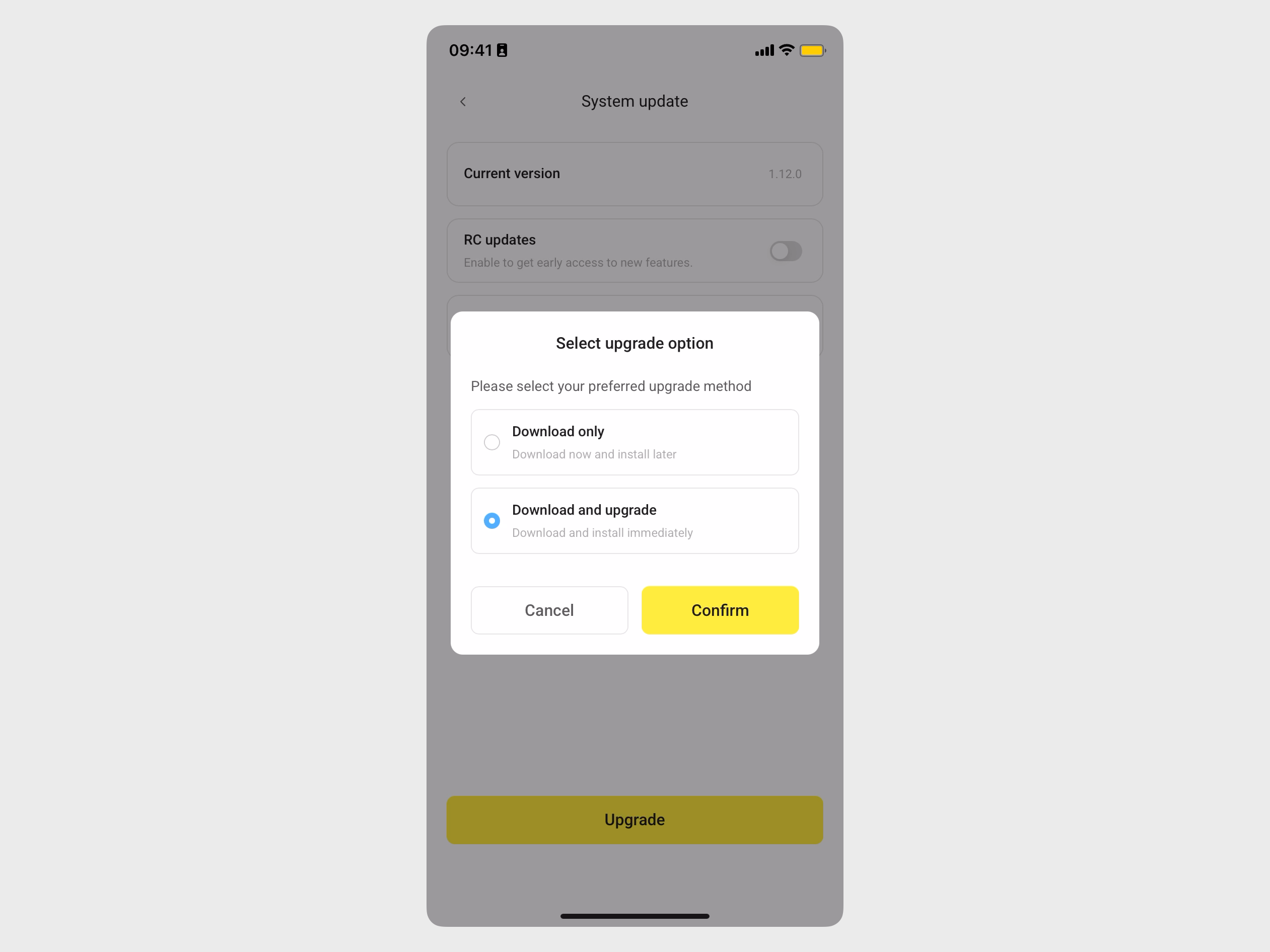 Choose upgrade method