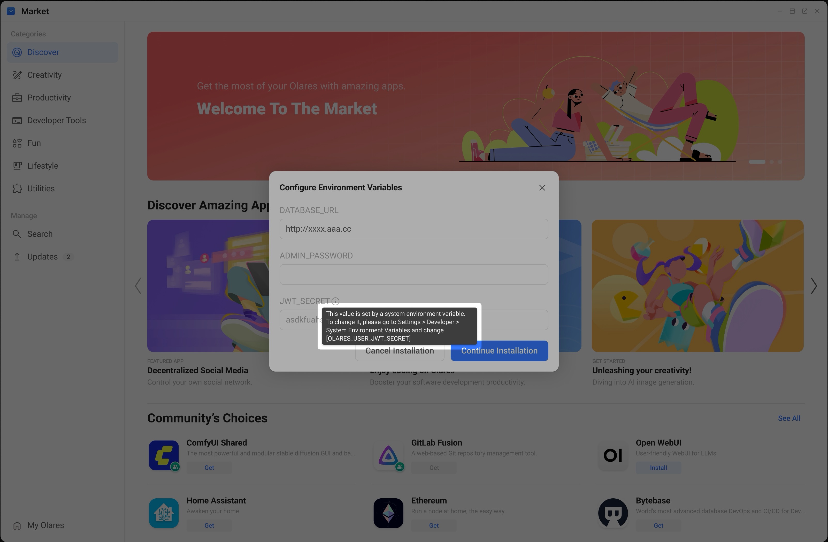 Set environment variables