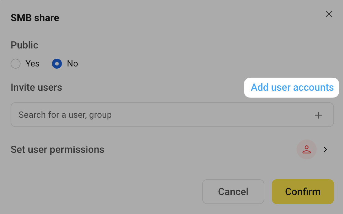 Create new users for SMB Share