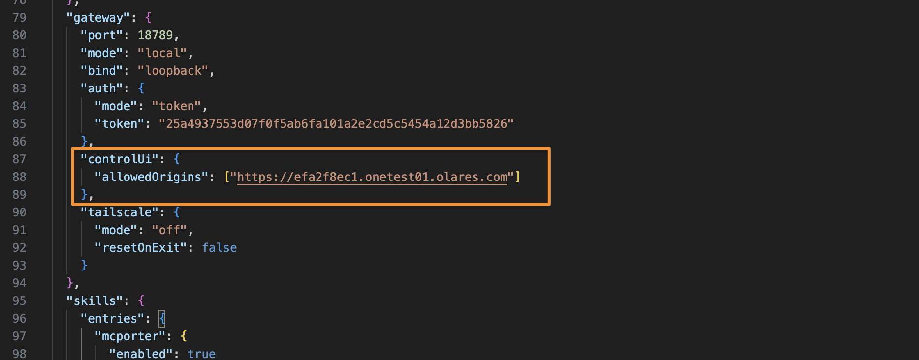 Update configuration file
