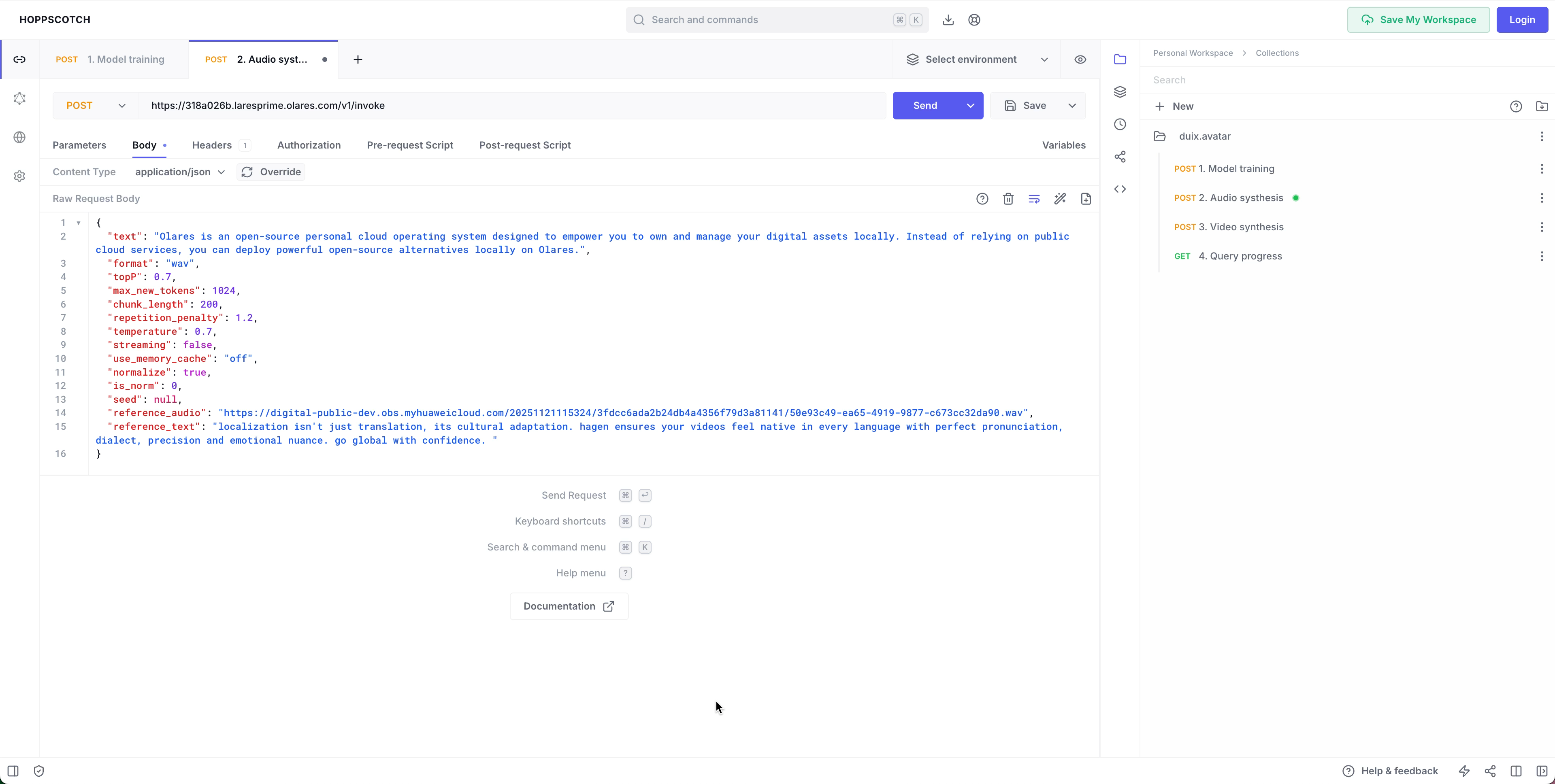 Edit audio parameters