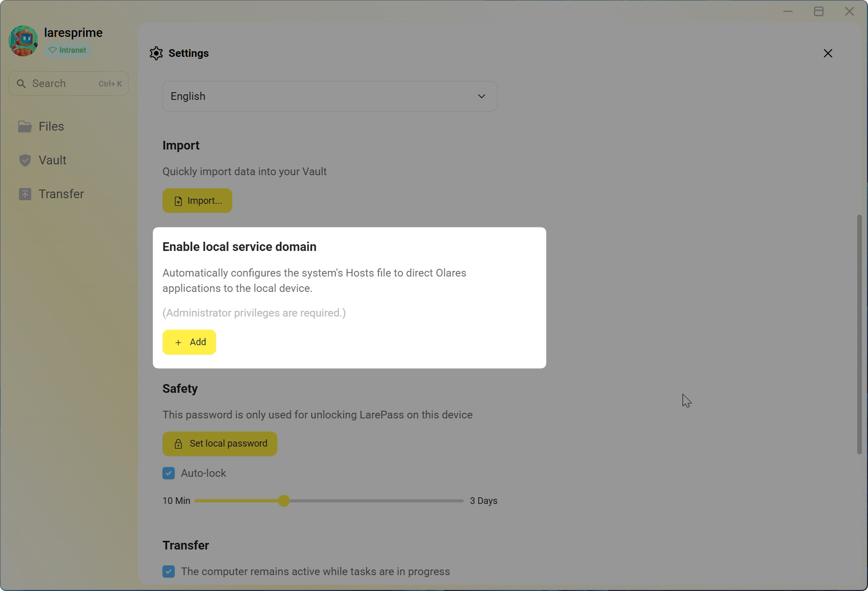 Enable local service domain