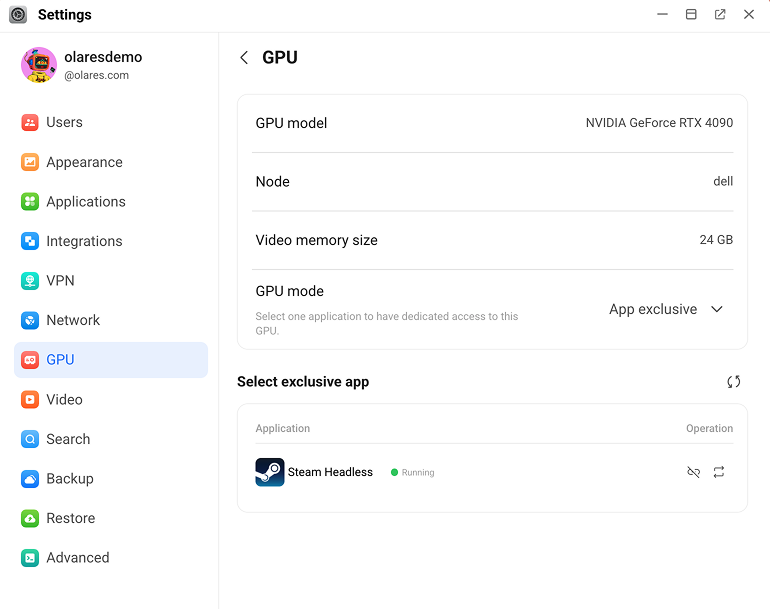 Multi-GPU app exclusive