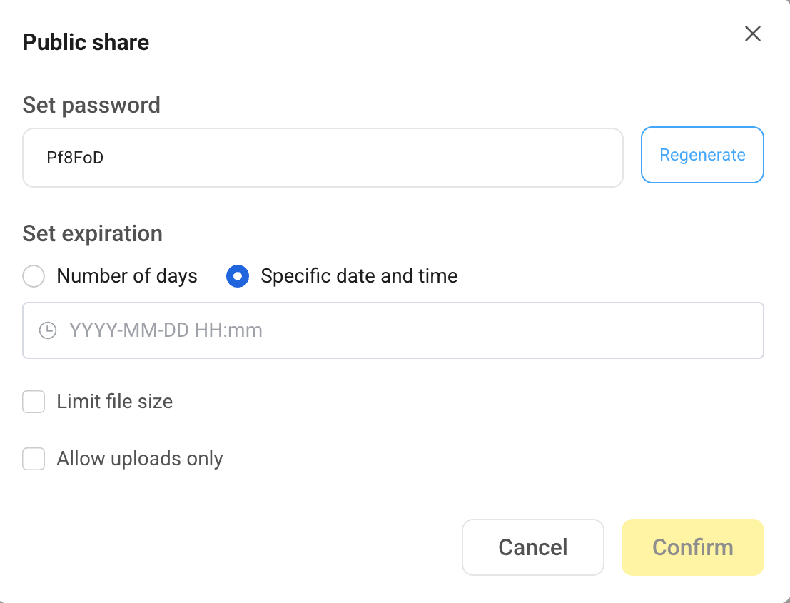 Public share settings