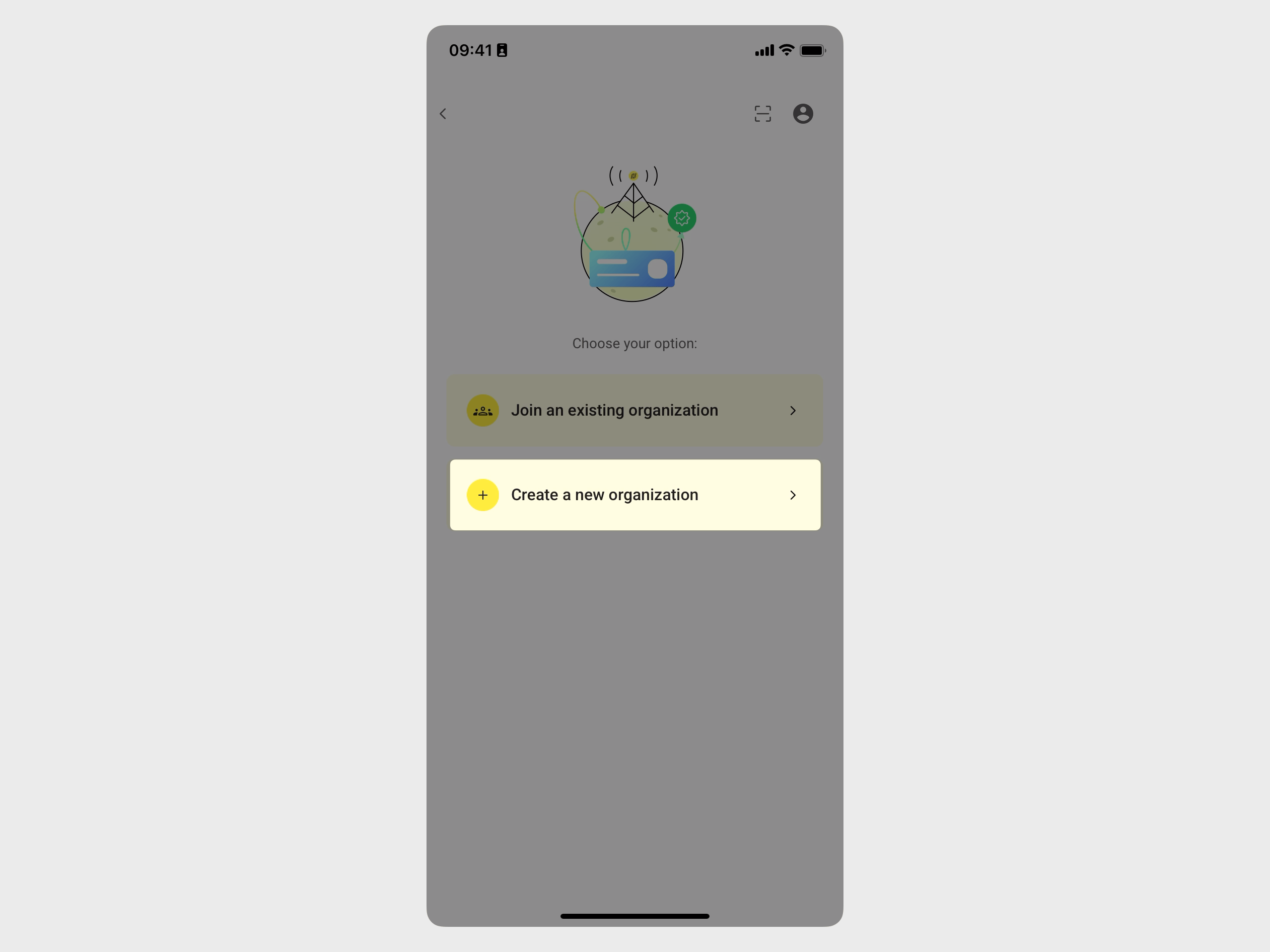 Select Create a new organization