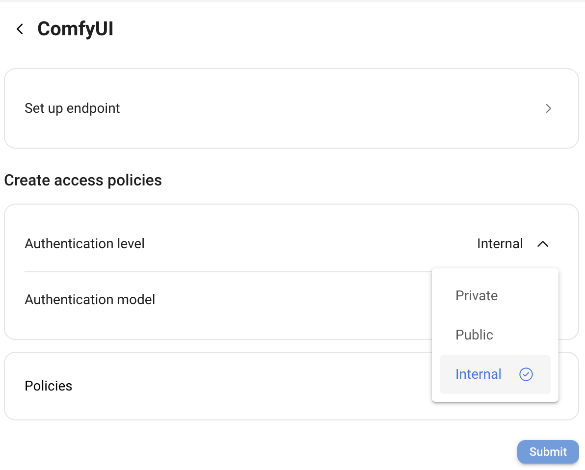 ComfyUI authentication level