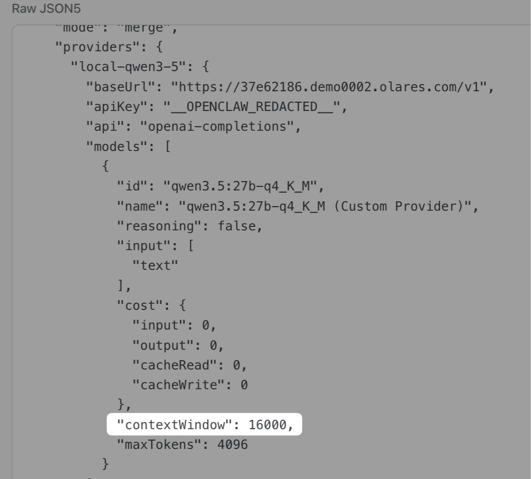 Configure context window