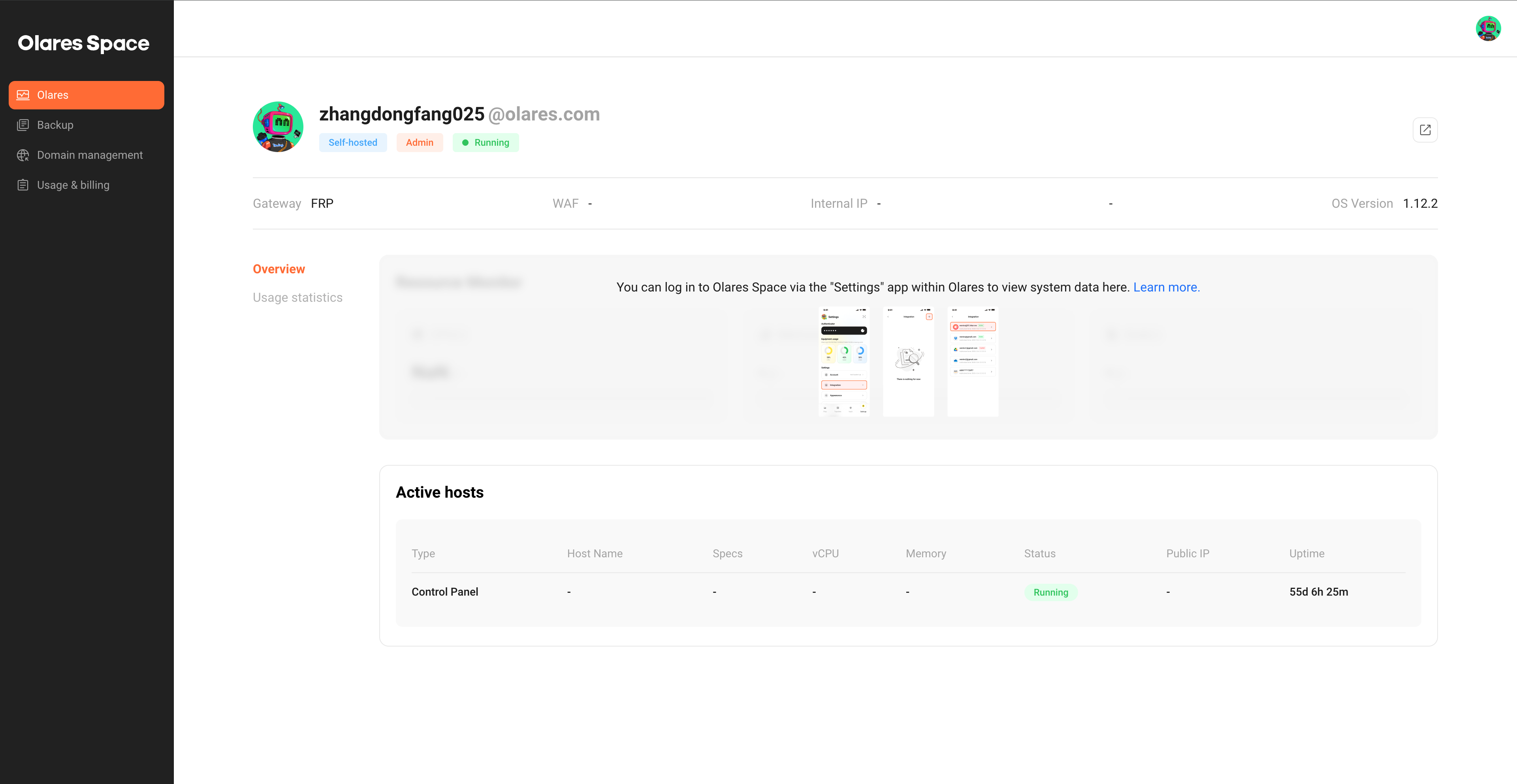 Log in to Olares Space