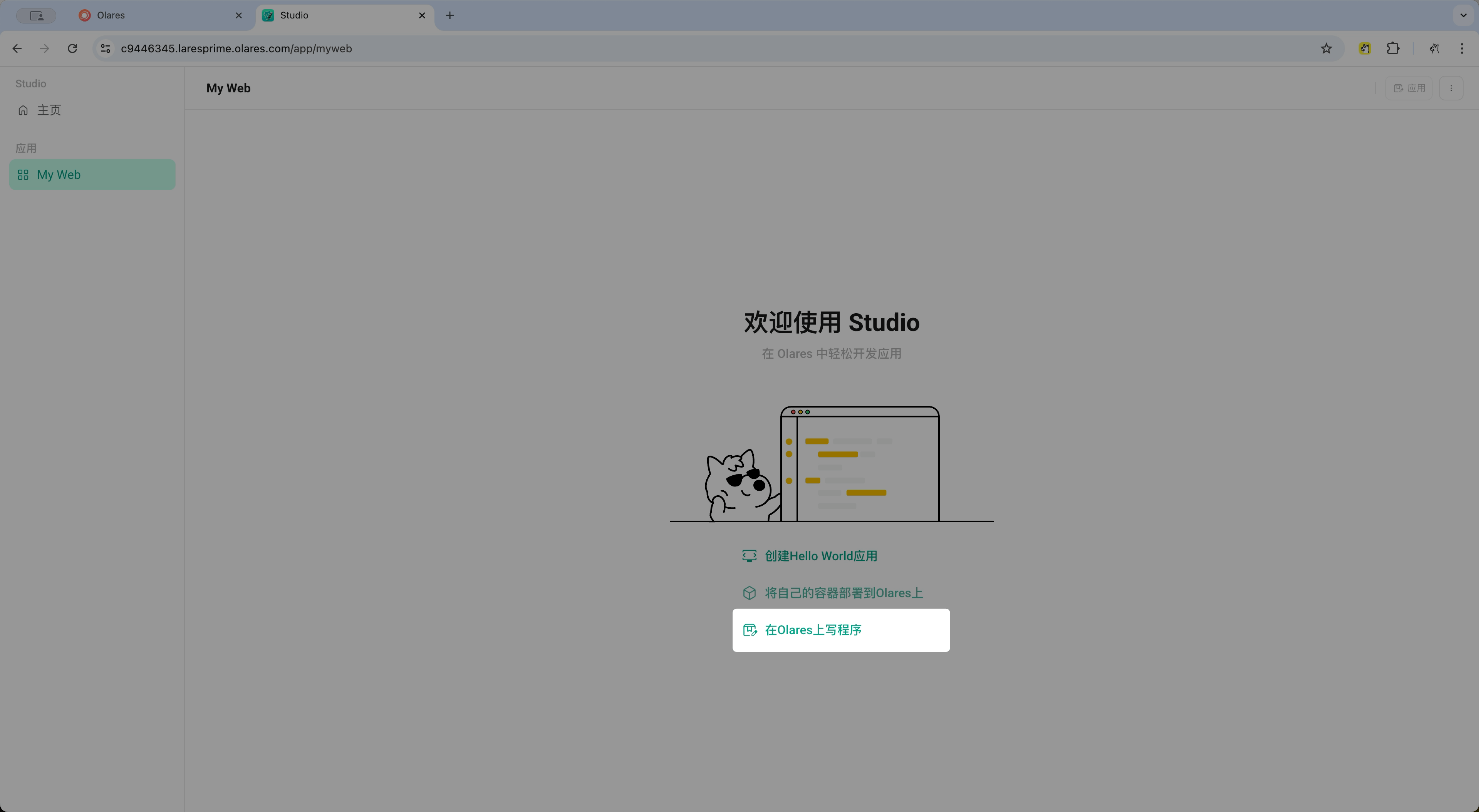 在 Olares 上写程序