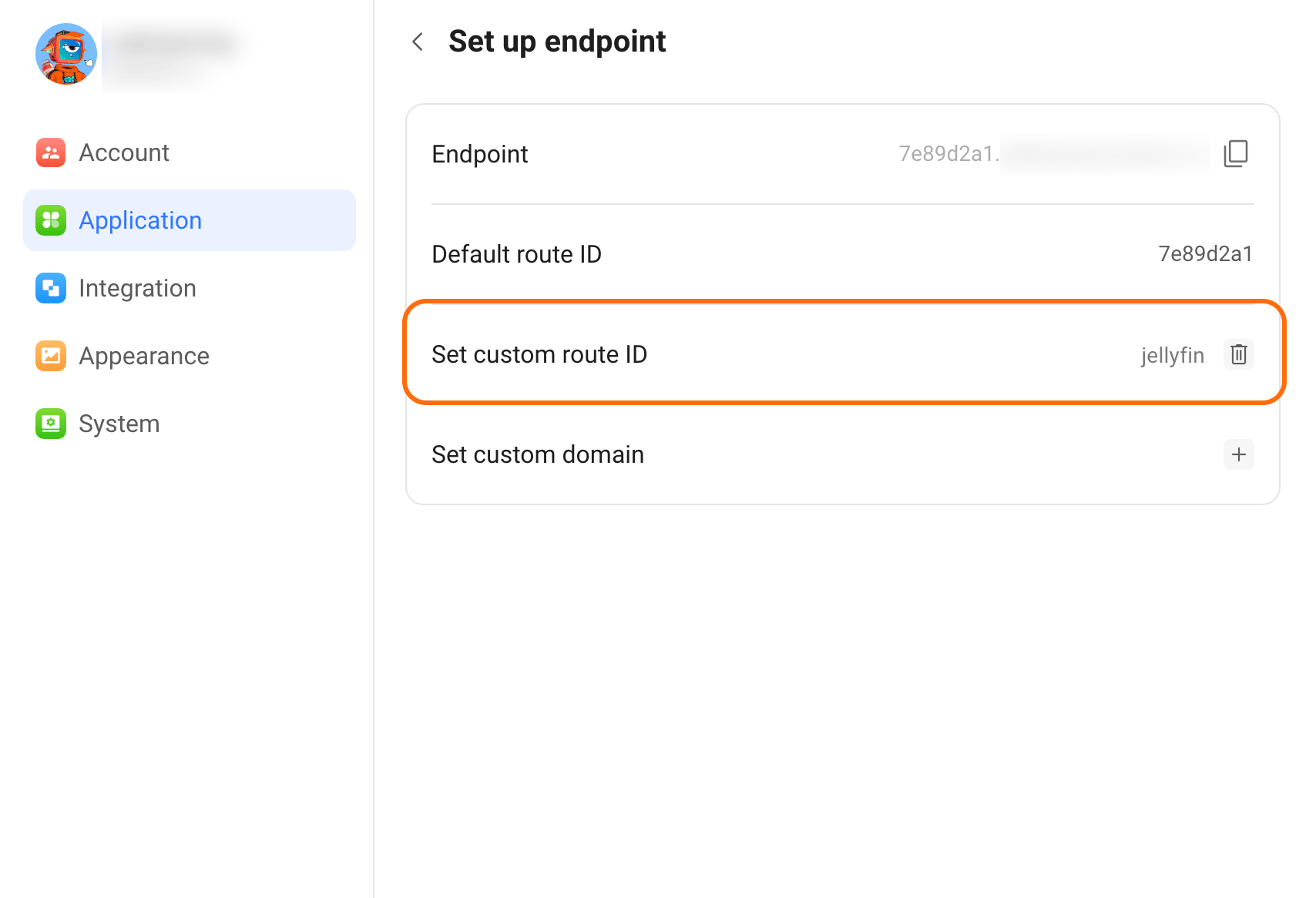 Custom route ID