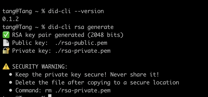 RSA key pair generated