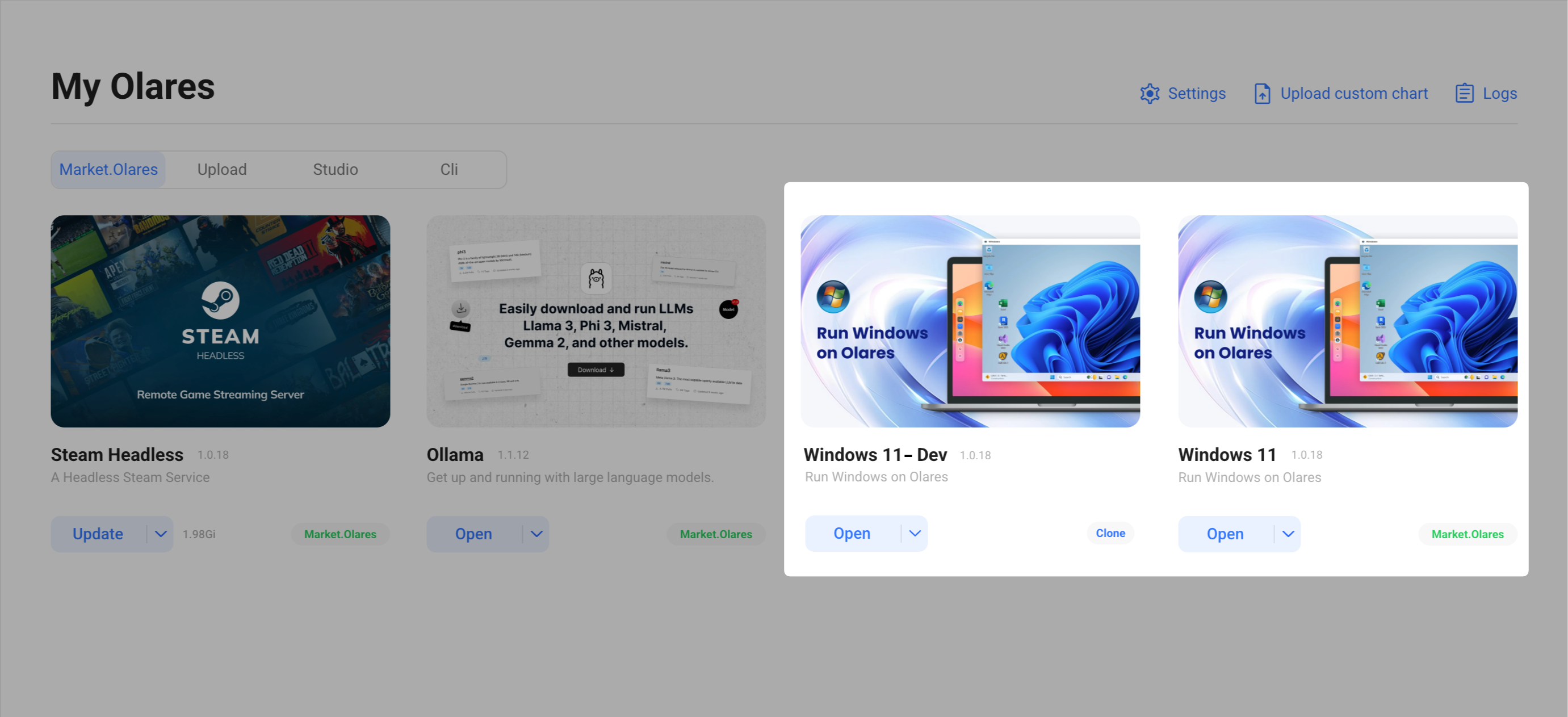 Clone applications result