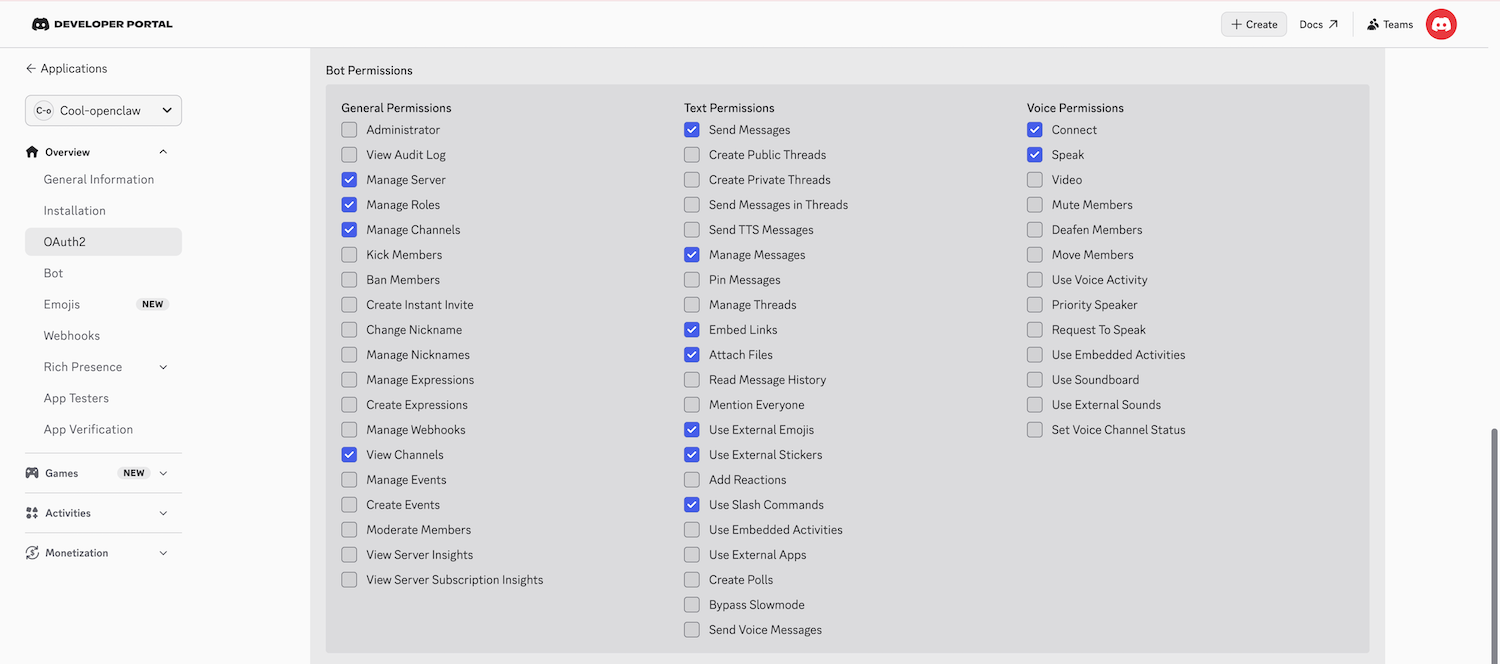 Bot permissions