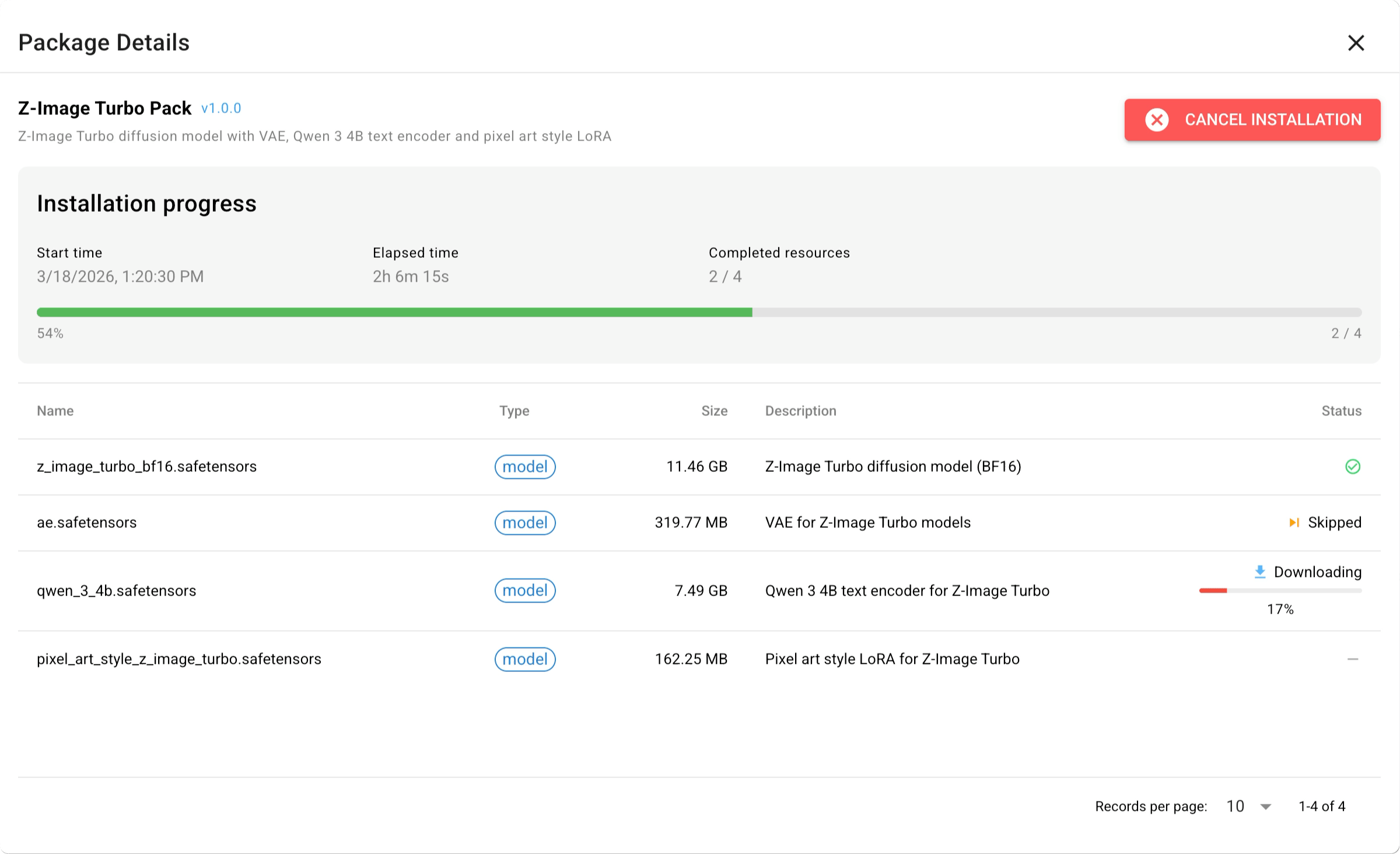 Download progress