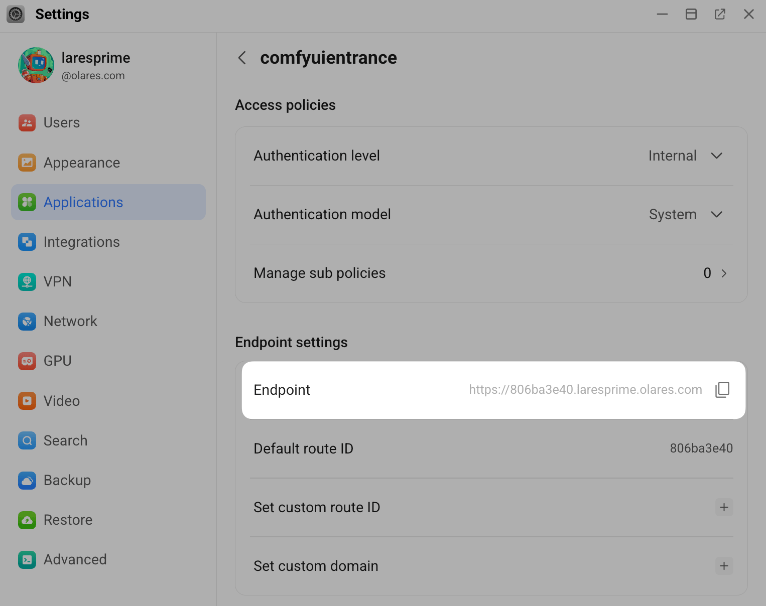 Set up endpoint