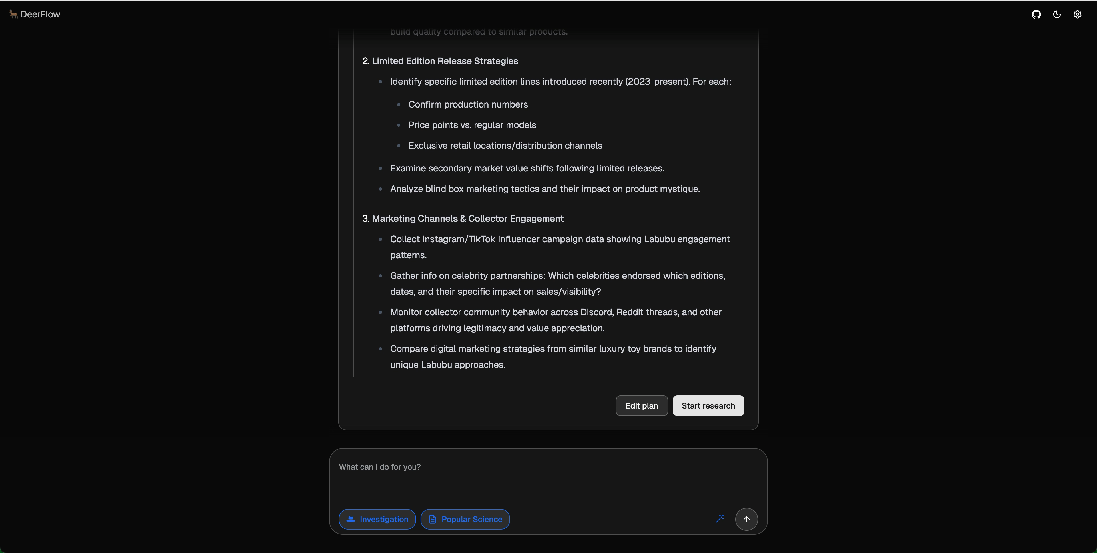 Generate research plan