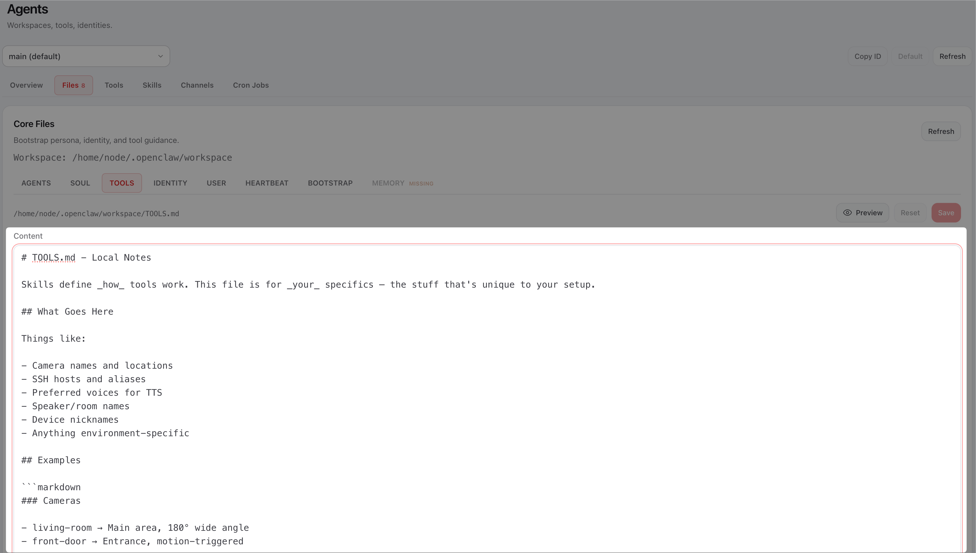 Edit core files
