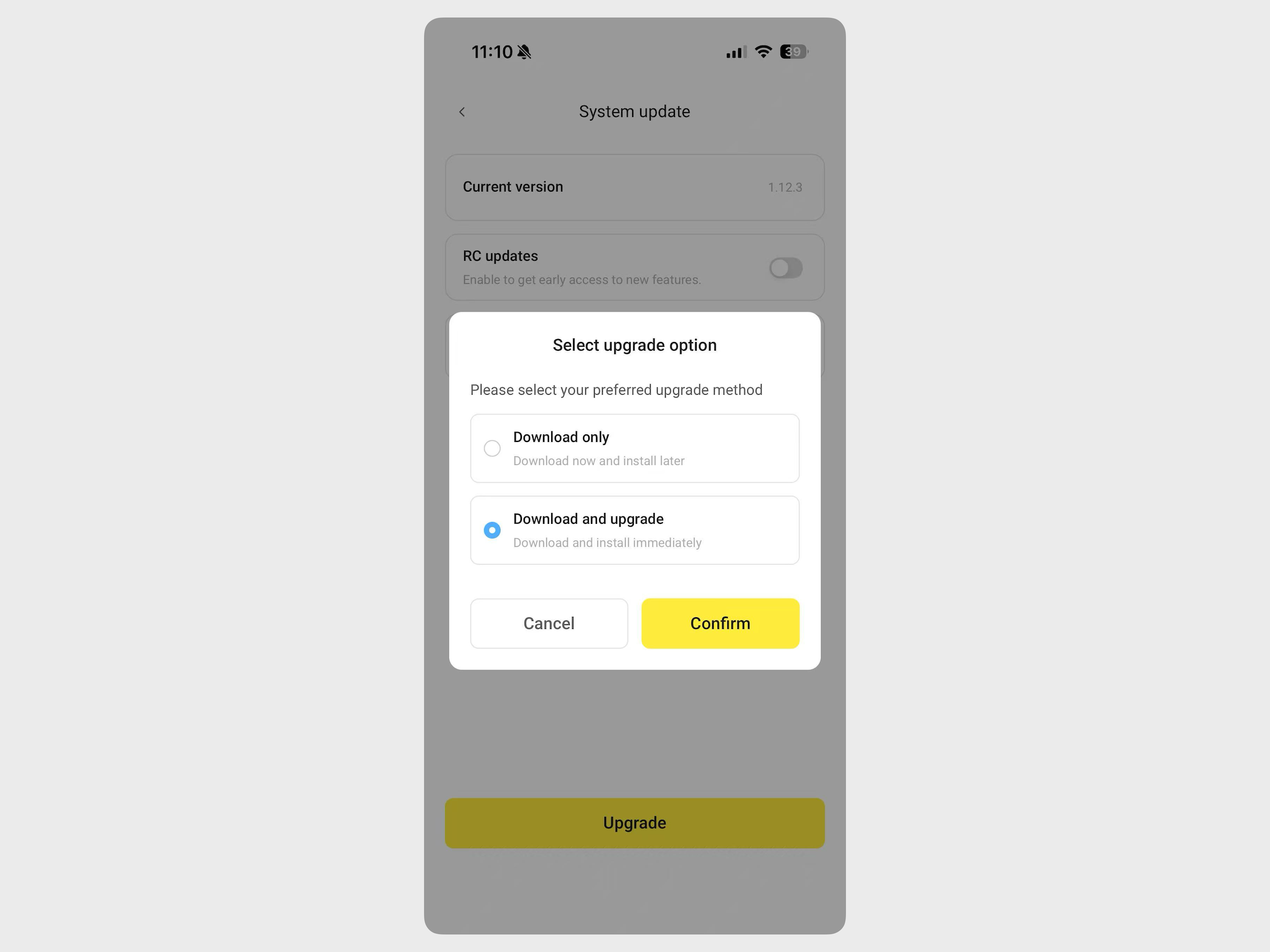 Choose upgrade method